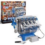 Discovery #MINDBLOWN Model Engine Building Kit, DIY 4-Cylinder Combustion Engine, Working Pistons Fan Valves Belts LED Lights, STEM Mechanic Engineering Construction Experiment Set, Kids & Adults Gift