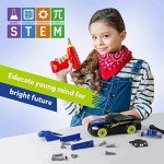 Coogam Take Apart Racing Car with Electric Screwdriver Tool, Fine Motor Skill Toy Car Construction Set STEM Building Learning Game with Light and Sound Gifts for Year Old Boys and Girls