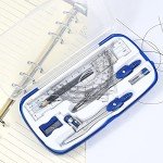 Vobou Math Geometry Kit Sets 10 Piece Student Supplies with Shatterproof Storage Box,Includes Rulers,Protractor,Compass,Eraser,Pencil Sharpener,Lead Refills,Pencil,for Drafting（Navy Blue）