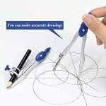 Vobou Math Geometry Kit Sets 10 Piece Student Supplies with Shatterproof Storage Box,Includes Rulers,Protractor,Compass,Eraser,Pencil Sharpener,Lead Refills,Pencil,for Drafting（Navy Blue）