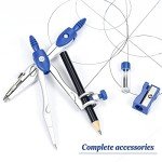 Vobou Math Geometry Kit Sets 10 Piece Student Supplies with Shatterproof Storage Box,Includes Rulers,Protractor,Compass,Eraser,Pencil Sharpener,Lead Refills,Pencil,for Drafting（Navy Blue）