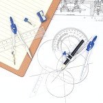 Vobou Math Geometry Kit Sets 10 Piece Student Supplies with Shatterproof Storage Box,Includes Rulers,Protractor,Compass,Eraser,Pencil Sharpener,Lead Refills,Pencil,for Drafting（Navy Blue）