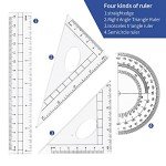 Vobou Math Geometry Kit Sets 10 Piece Student Supplies with Shatterproof Storage Box,Includes Rulers,Protractor,Compass,Eraser,Pencil Sharpener,Lead Refills,Pencil,for Drafting（Navy Blue）