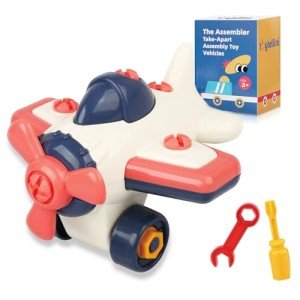 The Assembler Take Apart Assembly Toys, STEM Construction Tool Toys with Drill Wrench Screws, Toddler Mechanic Battery Free, Airplane Toy for Toddler 2-6 (Aircraft)