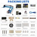 KEYESTUDIO Robot Arm Starter Kit for Arduino,4DOF Electronic Coding Robotics Arm DIY Set for Kids Adults to Learn Robotics,Support PS2 Joypad Control,Remote Control by Android/iOS APP