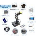 Robot Kit, Robot Arm Kits for Arduino Coding, Smart Robotic Arm Building Toy with OLED Display and Charging Function, 5DOF STEM Programming Mechanical Arm Claw Kit with Easy Grab