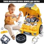 MUGEYMYD Large Truck Engine Toy for Kids 3-5, Take Apart Motor Vehicle Pretend Play Car with Light and Sound, Kids Mechanic Workshop Set, Toy Engine Building Kit for Toddlers.