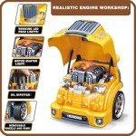 MUGEYMYD Large Truck Engine Toy for Kids 3-5, Take Apart Motor Vehicle Pretend Play Car with Light and Sound, Kids Mechanic Workshop Set, Toy Engine Building Kit for Toddlers.