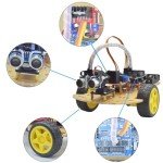 Smart Robot Car Chassis Kit, Speed Encoder Battery Box 2WD Ultrasonic Module with Tutorial CD, STEM Toys for Boys, Girls, Science/Coding/Building/Electronic Kit