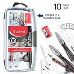 Maped Study Geometry 10 Piece Set - Advanced Student Kit - Precision Tools - Durable & Ergonomic Design - Enhances Creativity - Quality Materials