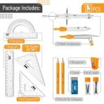 Mr. Pen- Geometry Set, 13 pcs, Compass for Geometry Compass, Geometry Kit Set with Shatterproof Storage Box, Math Compass, Geometry Set for School, Compass Math, Protractor and Compass Set, Orange