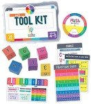 Carson Dellosa 30-Piece Be Clever Wherever Grades 4-5 Mathematics Tool Kit, Sticker Chart, Spin Wheel, Counting Cubes, and More Math Manipulatives, Multiplication and Fractions Learning Resources