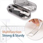 Mathematical Geometry Set,Essential Tools For School,Geometry Compass Sets,EducationalSupplies,Maths Protractor Set, Ruler Set, Pencil, Eraser, Sharpener for School.(8-Piece Set，Black)
