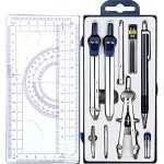 Outus 13 Pcs Math Geometry Kit Compass Geometry Set Math Tool Kit with Protractor Compass Pencil Triangle Rulers Lead Refills Storage Box for Drafting and Drawing Student School Supplies(Blue)