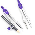 Unjoo Math Geometry Kit Sets 10 Piece Student Supplies with Shatterproof Storage Box,Includes Rulers,Protractor,Compass,Eraser,Pencil Sharpener,Lead Refills,Pencil,for Drafting and Drawings（Purple）