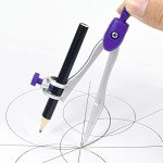 Unjoo Math Geometry Kit Sets 10 Piece Student Supplies with Shatterproof Storage Box,Includes Rulers,Protractor,Compass,Eraser,Pencil Sharpener,Lead Refills,Pencil,for Drafting and Drawings（Purple）