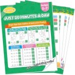 Addition and Subtraction Practice Worksheets Single&Double Digit Math Problem Workbook for Pre-Kindergarten, Kindergarten, and 1st Grade Students Ages 3-7, 56 Pages Front and Back, 5 Question Types