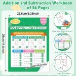 Addition and Subtraction Practice Worksheets Single&Double Digit Math Problem Workbook for Pre-Kindergarten, Kindergarten, and 1st Grade Students Ages 3-7, 56 Pages Front and Back, 5 Question Types