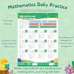 Addition and Subtraction Practice Worksheets Single&Double Digit Math Problem Workbook for Pre-Kindergarten, Kindergarten, and 1st Grade Students Ages 3-7, 56 Pages Front and Back, 5 Question Types