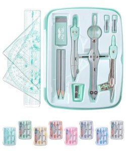 Mr. Pen- Geometry Set, 13 pcs, Compass for Geometry Compass, Geometry Kit Set with Shatterproof Storage Box, Math Compass, Geometry Set for School, Compass Math, Protractor and Compass Set