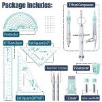 Mr. Pen- Geometry Set, 13 pcs, Compass for Geometry Compass, Geometry Kit Set with Shatterproof Storage Box, Math Compass, Geometry Set for School, Compass Math, Protractor and Compass Set
