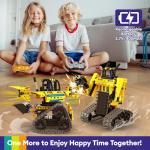LECPOP 5 in 1 Building Toys STEM Robotics Kit, 430 PCS Blocks RC Robot Erector Sets, APP & Remote Control Excavator Science Kits for Kids Age 6 7 8 9 10 11 12-14, DIY Educational Gift for Boys & Girls