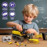 LECPOP 5 in 1 Building Toys STEM Robotics Kit, 430 PCS Blocks RC Robot Erector Sets, APP & Remote Control Excavator Science Kits for Kids Age 6 7 8 9 10 11 12-14, DIY Educational Gift for Boys & Girls