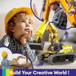 LECPOP 5 in 1 Building Toys STEM Robotics Kit, 430 PCS Blocks RC Robot Erector Sets, APP & Remote Control Excavator Science Kits for Kids Age 6 7 8 9 10 11 12-14, DIY Educational Gift for Boys & Girls