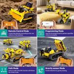 LECPOP 5 in 1 STEM Robot Toy Building Kit, 452 PCS Blocks App & Remote Control Engineering Toys Robotics for Kids Ages 8-12, RC Bulldozer Erector Sets for Boys Girls 6 7 9 10 11 13 14+ Birthday Gifts