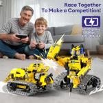 LECPOP 5 in 1 STEM Robot Toy Building Kit, 452 PCS Blocks App & Remote Control Engineering Toys Robotics for Kids Ages 8-12, RC Bulldozer Erector Sets for Boys Girls 6 7 9 10 11 13 14+ Birthday Gifts