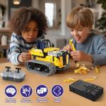 LECPOP 5 in 1 STEM Robot Toy Building Kit, 452 PCS Blocks App & Remote Control Engineering Toys Robotics for Kids Ages 8-12, RC Bulldozer Erector Sets for Boys Girls 6 7 9 10 11 13 14+ Birthday Gifts
