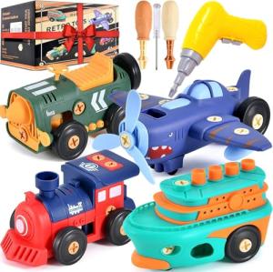 Take-Apart Electric Building Toys Car, Toddler & Kids Tool Set with Motor & Electric Drill, STEM Educational Construction Toy for Ages 3+, Enhances Hands-On Skills for Preschool & Kindergarten Boys