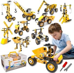 HOMETTER Educational Building Toys, STEM Learning Toy, 10 in 1 Construction Set for Preschool Kids, Engineering Toys Creative Set, Christmas Idea Gift for Boys Age 5 6 7 8 9 10+ Years Old