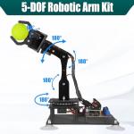 Adeept 5DOF Robotic Arm Kit Compatible with Arduino IDE, Programmable DIY Coding STEM Educational 5 Axis Build Robot Arm,Robot Starter Kit with OLED Display Processing Code and Tutorials - Wooden