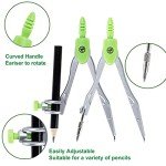 10 Pieces Math Geometry Kit Set with Shatterproof Storage Box, Student Supplies Includes Rulers,Protractor,Compass,Pencil Sharpener,Lead Refills,Pencil,Eraser for School and Drawings