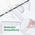 10 Pieces Math Geometry Kit Set with Shatterproof Storage Box, Student Supplies Includes Rulers,Protractor,Compass,Pencil Sharpener,Lead Refills,Pencil,Eraser for School and Drawings