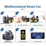 KEYESTUDIO Smart Car Robot,4WD Programmable DIY Starter Kit for Arduino for Uno R3,Electronics Programming Project/STEM Educational/Science Coding Kit for Teens Adults,15+