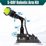 Adeept 5DOF Robotic Arm Kit Compatible with Arduino IDE, Programmable DIY Coding STEM Educational 5 Axis Build Robot Arm,Robot Starter Kit with OLED Display Processing Code and Tutorials - Wooden