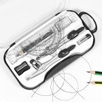 Vobou 10 Pieces Math Geometry Kit Set Student Supplies with Shatterproof Storage Box,Includes Rulers,Protractor,Compass,Eraser,Pencil Sharpener,Lead Refills,Pencil,for School and Drawings（Black）