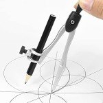 Vobou 10 Pieces Math Geometry Kit Set Student Supplies with Shatterproof Storage Box,Includes Rulers,Protractor,Compass,Eraser,Pencil Sharpener,Lead Refills,Pencil,for School and Drawings（Black）