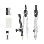Vobou 10 Pieces Math Geometry Kit Set Student Supplies with Shatterproof Storage Box,Includes Rulers,Protractor,Compass,Eraser,Pencil Sharpener,Lead Refills,Pencil,for School and Drawings（Black）