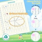 Handwriting Book Practice for Kids,Reusable Grooved Handwriting Books, Writing Practice for Kids Age 3-5