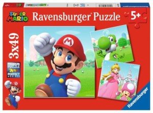 Ravensburger - Super Mario Puzzle, Gift Idea for Children 5+ Years, Educational and Stimulating Game, 3 Puzzles of 49 Pieces