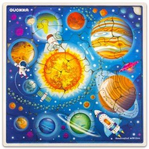 QUOKKA Wooden Space Puzzles for Kids Ages 3-5 – 28 Pieces Toddlers Kids Puzzles Ages 4-8 Year Olds – Wood Space Toys for Children Games for Boys and Girls 6-8 yo