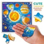 QUOKKA Wooden Space Puzzles for Kids Ages 3-5 – 28 Pieces Toddlers Kids Puzzles Ages 4-8 Year Olds – Wood Space Toys for Children Games for Boys and Girls 6-8 yo