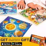 QUOKKA Wooden Space Puzzles for Kids Ages 3-5 – 28 Pieces Toddlers Kids Puzzles Ages 4-8 Year Olds – Wood Space Toys for Children Games for Boys and Girls 6-8 yo