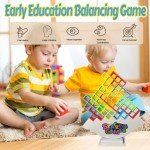 CLAPET 32 Pcs Tetra Tower Stacking Game, Fun Balance Building Blocks Board Games for Kids Adults Family Party, Toys Gifts for Boys Girls Ages 3-12