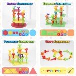 Peg Board Toy set 65Pcs DIY Building Stacking Toys for Kids 3-6 Years Old,STEM Educational Kids Toy for Brain Development,Montessori Sensory Toys,Upgrade Various Foam Board Plastic Lacing String Game
