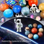 Solar System Planets Toys for Kids, STEM Educational Sensory Toys for Autistic Children Non-Toxic, Space Astronaut Slime Ball Alien Monster Toy Set with Mesh Storing Bag for 3-5-8-10 Boy Girls