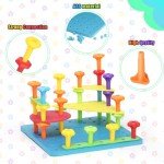Peg Board Toy set 65Pcs DIY Building Stacking Toys for Kids 3-6 Years Old,STEM Educational Kids Toy for Brain Development,Montessori Sensory Toys,Upgrade Various Foam Board Plastic Lacing String Game